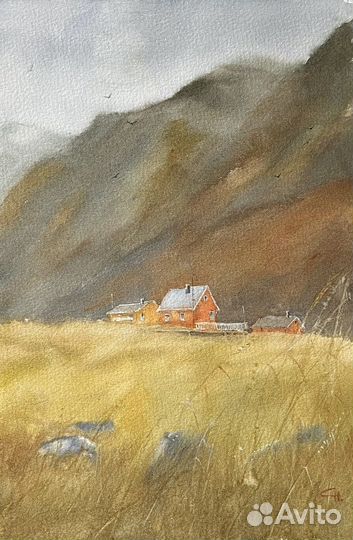 Бронь Картина этюд Пейзаж акварель