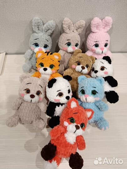 Игрушки малышки, вязаные зверята