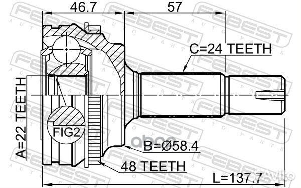 Шрус внешний toyota yaris (P1) 0110-NCP10A48 01