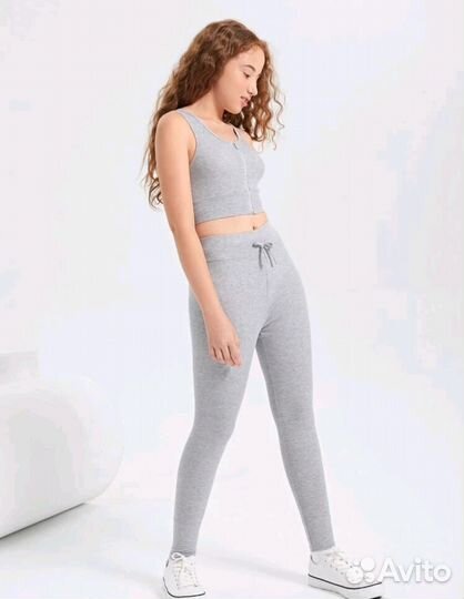 Леггинсы и топ костюм в рубчик 128-134 рост