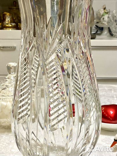 3 хрустальные вазы h 32 см Чехословакия и Германия