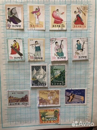 Почтовые марки Корея 1940-1969