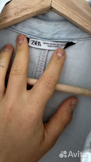 Джинсовая рубашка zara с потертостями