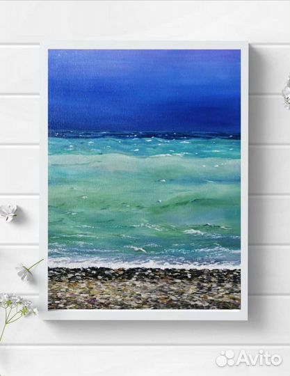 Картина маслом морской пейзаж. Море перед грозой