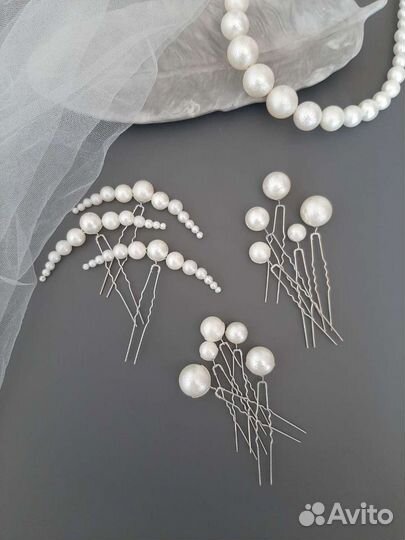 Жемчужные шпильки. Украшения для прически