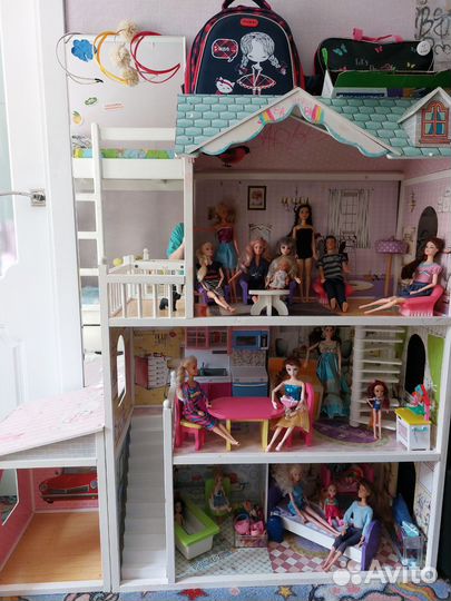 Кукольный домик для барби с мебелью