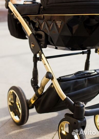 Коляска junama diamond 2 в 1 черная/золото