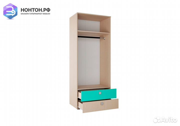 Шкаф 2-х створчатый Юниор-1 бирюза / дуб беленый