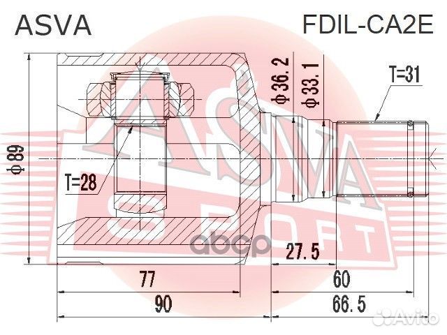 ШРУС внутренний левый 28X36.2X31