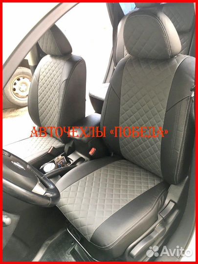 Чехлы Nissan X-Trail T31 из экокожи чёрно-серые