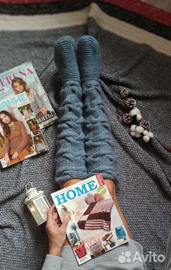 Гольфы женские вязаные шерстяные ручной работы