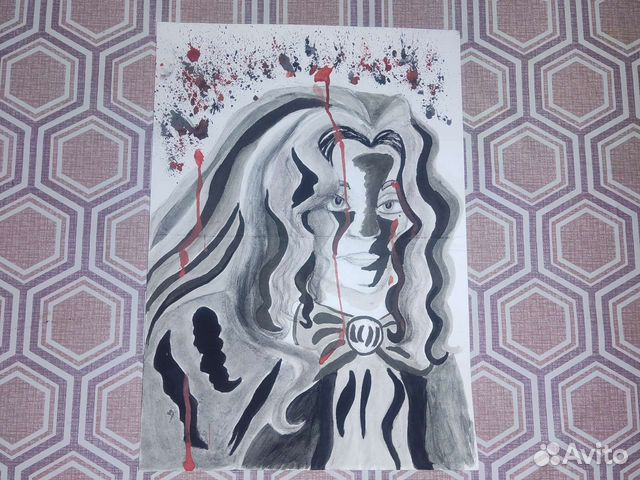 Картина гуашь.формат А3. Девушка