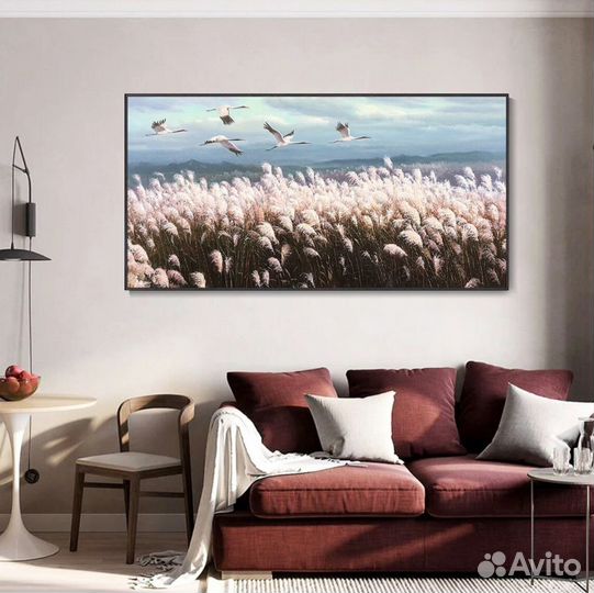 Большая картина маслом аисты