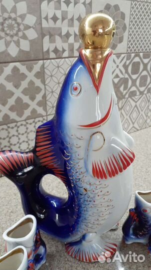 Штоф Рыба, графин. Чайница. Полонное. Винтаж