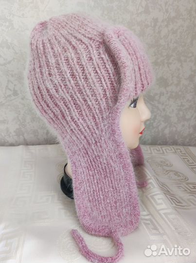 Вязаная шапка ушанка