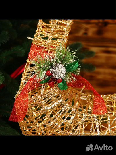 Зодотой новогодний олень 80 см