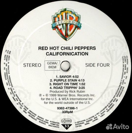 Виниловая пластинка Red Hot Chili Peppers californ