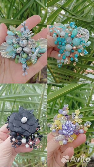 Брошь авторская из камня