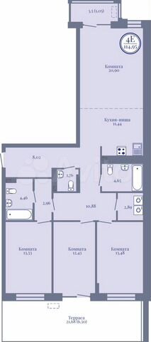 4-к. квартира, 115 м², 2/7 эт.