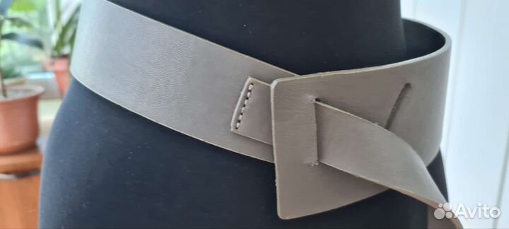 Пояс Темно- серый косичка салатовая белый тряпочн