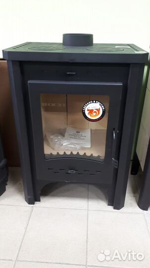 Печь-камин Бавария с чугунной плитой с теплообменн