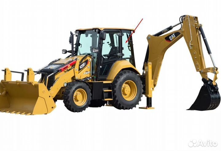 Стекло за дверью левое погрузчика Caterpillar 428