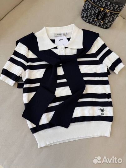 Поло Dior с накладным воротником