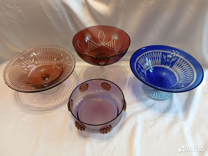 Вазы фруктовницы цветное стекло СССР