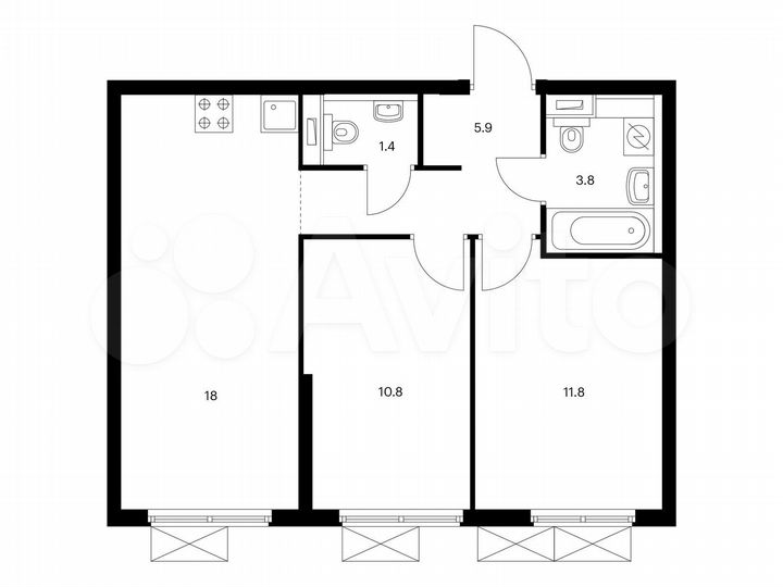 2-к. квартира, 51,7 м², 14/25 эт.