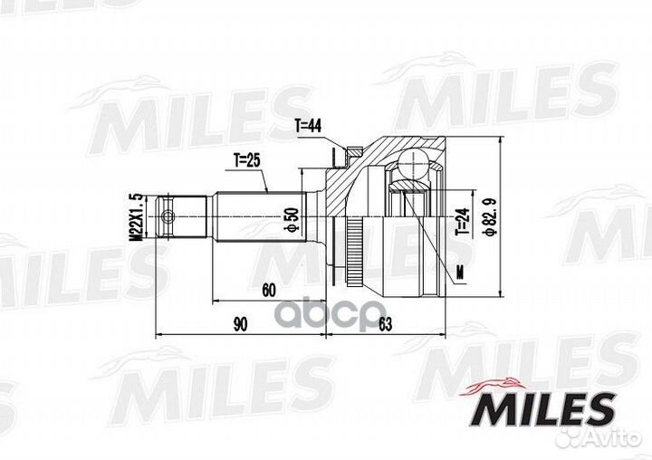 ШРУС KIA cerato 2.0 04-09 нар. +ABS GA20182 Miles