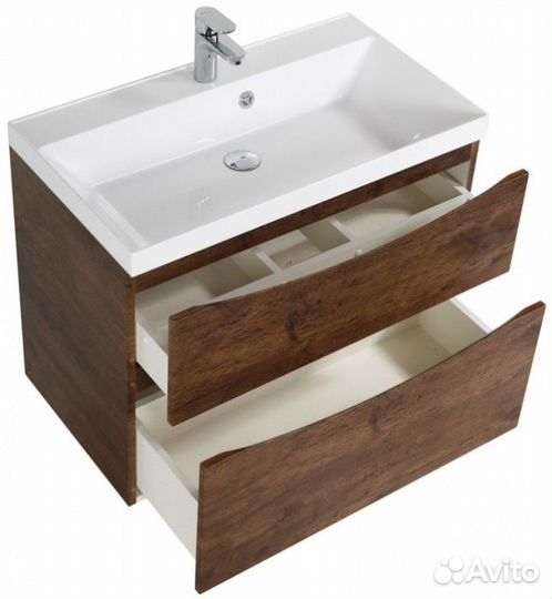 Тумба с раковиной BelBagno Marino-H60 80-BB800/450-LV-MR-AST Rovere Moro