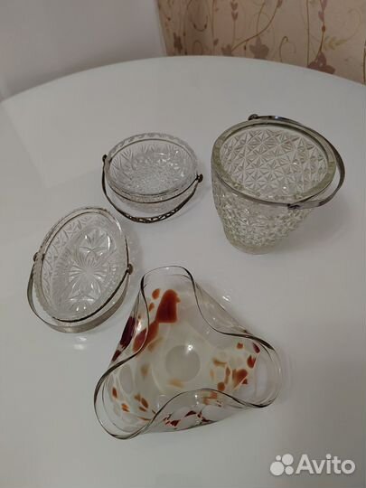 Вазы-конфетницы хрусталь и цветное стекло СССР