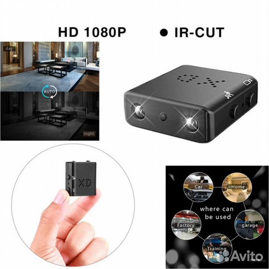 Мини камера HD 4К 1080P Wi-Fi ик подсветка
