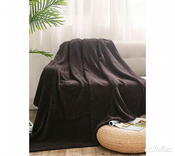 Плед GoodNight Велсофт 180х200, коричневый