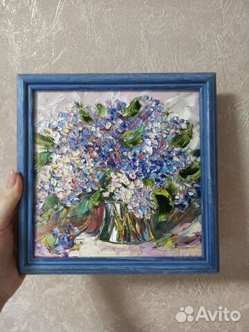 Картина сирень цветы маслом на холсте на картоне