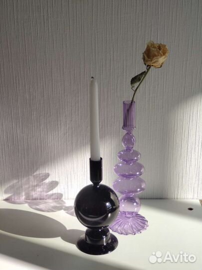 Подсвечник цветное стекло в стиле hm home