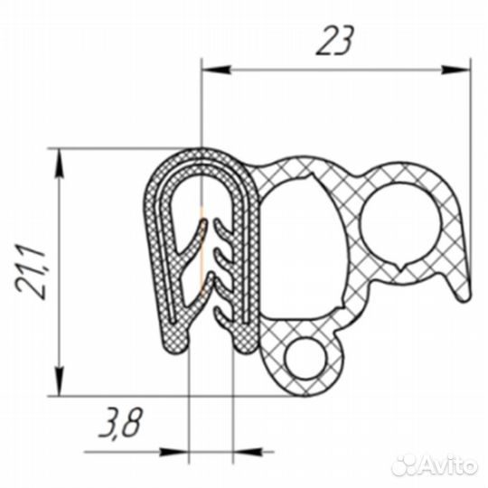 Уплотнитель задней двери ваз 2109-099, 2114-2115