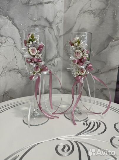 Свадебные бокалы ручной работы