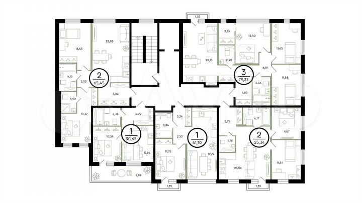 2-к. квартира, 55,3 м², 4/4 эт.
