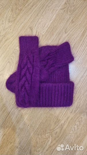 Шапка и варежки из пуха норки