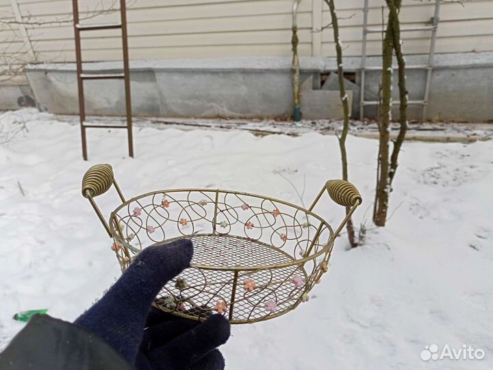Вазочка металлическая СССР для фруктов/ конфетница