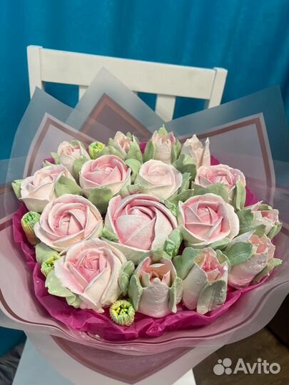 Зефирные цветы, зефир, зефирные букеты