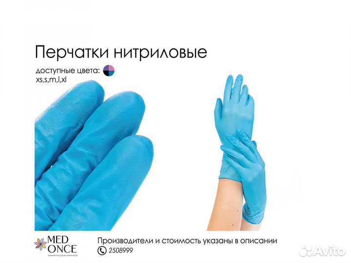Перчатки нитриловые одноразовые медицинские
