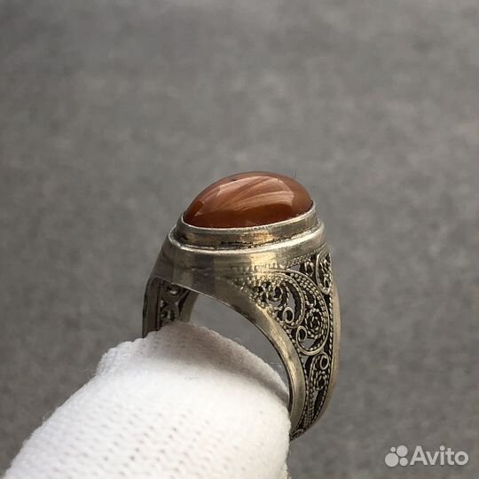Серебряный перстень с Янтарем. Винтаж