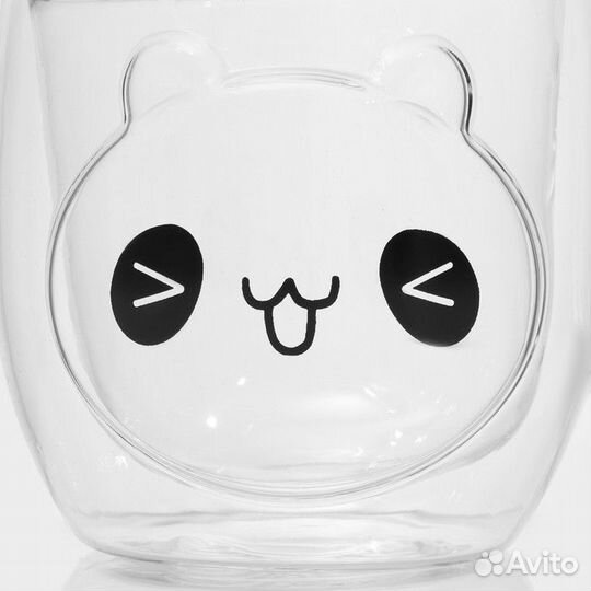 2 шт. Кружка стеклянная с двойными стенками 'Панда