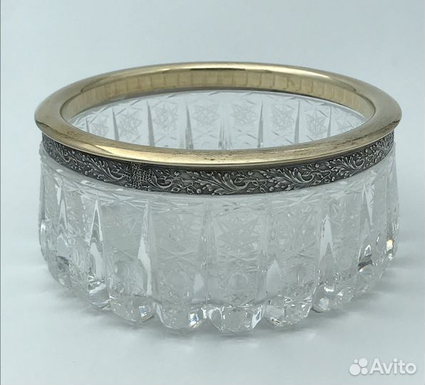 Конфетница салатник Серебро 875 СССР хрусталь