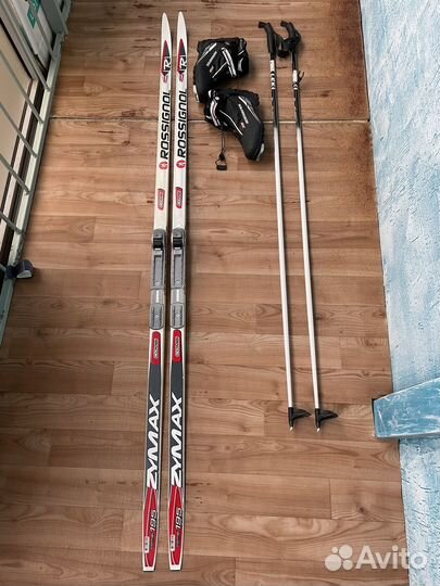Беговые лыжи, ботинки, rossignol, палки leki