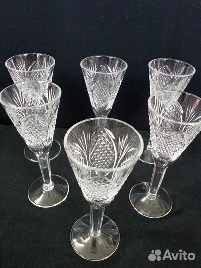 Хрустальные фужеры, рюмки. СССР