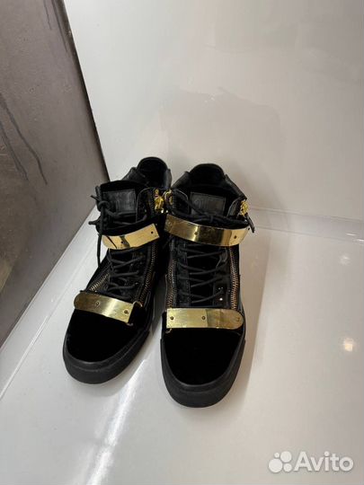 Кеды Giuseppe Zanotti Black-Gold Leather Оригинал