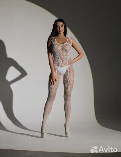Эротик комбинезон сетка белый